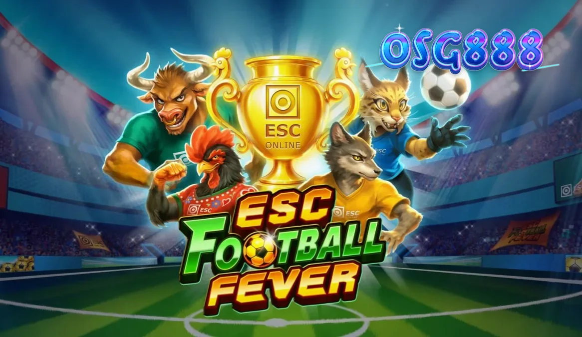 Tampilan visual stadion dan simbol permainan dalam slot ESC Football Fever